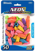 BAZIC Products Neon Pencil-Top Eraser Caps, Latex-Free, 50 Pack, 72-Case