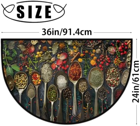 Kitchen Vanilla Spices Half Round Door Mat Non Slip Washable Decorative Kitchen Semi Circle Area Rug Absorbent Soft Entrance Mat Indoor for Kitchens Bathroom Patio Front Door Mat Decor
