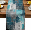 Teal Grey Abstract Art Table Runner Dresser Scarf 13 x 72 Inch Modern Turquoise Color Block Graffiti Table Runners Non-Slip Heat Resistant Kitchen Dining Table Decor for Home Holidays Indoor Outdoor