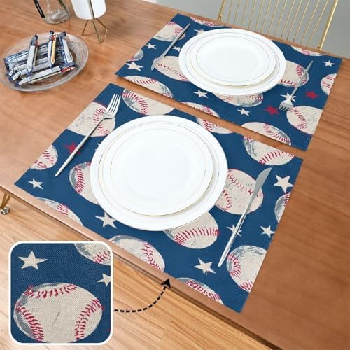 ALAZA Baseball Pattern 1 PC Placemats Rectangle Table Mat for Dining Table Restaurant Kitchen Home Decor, 12" x 18"