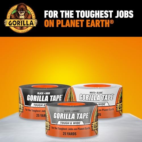 GORILLA Tough & Wide Heavy Duty Duct Tape, Silver, 2.88" x 25 yd, 1-Pack