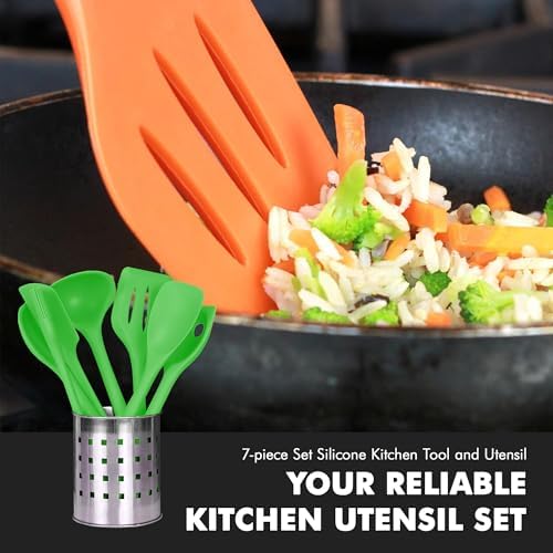 Chef Craft Premium Silicone Kitchen Tool and Utensil Set, 7 Piece, Green