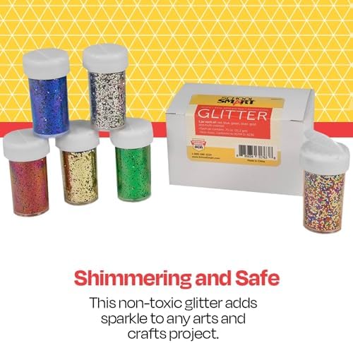 School Smart Craft Glitter, 4 Ounces, Assorted Colors, Set of 6