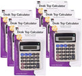 Charles Leonard Desktop Calculator, Battery and Solar Powered with Tilted 8 Digit Display, Pack of 6