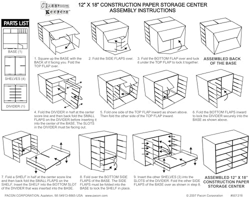 Classroom Keepers 12" x 18" Construction Paper Storage, 10-Slot, White, 17"H x 27"W x 19"D, 1 Unit