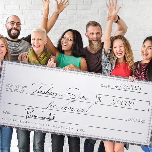 33 * 14 Inch Large Giant Big Fake Oversized Checks Award for Presentations Hard Collapsible Reusable Premium PP Plastic Board with Marker and Adhesive Strips (2 Pack)
