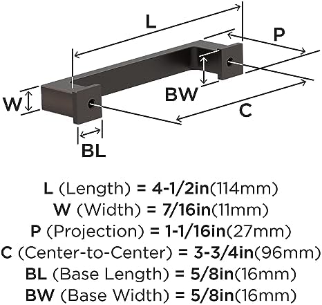 Amerock 10BX37031ORB | Oil Rubbed Bronze Cabinet Pull | 3-3/4 inch (96mm) Center-to-Center | 30 Pack | Bridgeport | Furniture Hardware