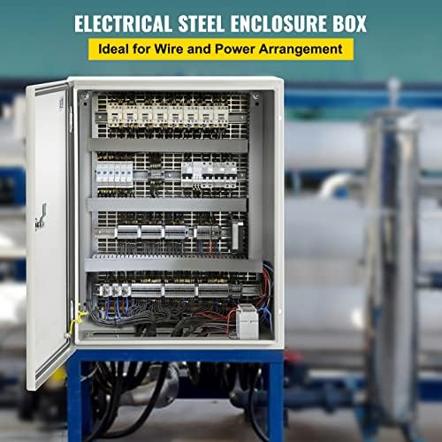 VEVOR NEMA Steel Enclosure, 20 x 16 x 8'' NEMA 4X Steel Electrical Box, IP66 Waterproof & Dustproof, Outdoor/Indoor Electrical Junction Box, with Mounting Plate