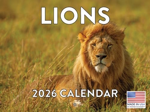 Lion Calendar 2026 Lions Monthly Wall Calender 12 Month | American Made In The USA