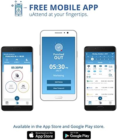 uAttend JL2500 Biometric Fingerprint Time Clock System for Small Business with WiFi and Cloud-Based Employee Timecards