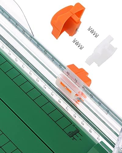 Firbon Green A4 Paper Cutter Bundle with 5Pcs Mint Green Refill Blades, 12 Inch Paper Trimmer with Side Ruler for Scrapbooking, Craft, Coupon, Label, Cardstock