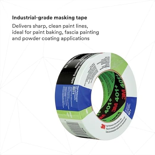 3M High Performance Green Masking Tape 401+, 48 mm x 55 m, 1 Roll | Superior Adhesion, Clean Removal, Highly Conformable, Paint-Bleed Resistant
