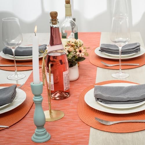 AHHFSMEI Placemats Set of 4 for Dining Table Washable Woven Non-Slip 18x12 inches Placemat Heat-Resistant Durable Table Mats for Dining Table Easy to Clean (Oval Orange, 4)
