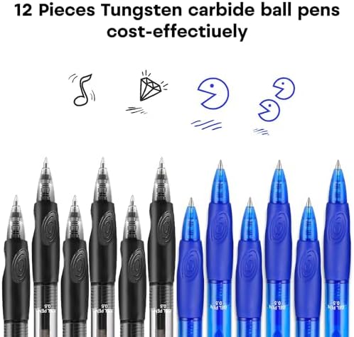 USUAL Retractable 6 Black 6 Blue Erasable Gel Pens Clicker, Fine Point(0.5mm),Make Mistakes Disappear, Premium Comfortable Grip, Smooth Writing Pen Office Back-to-School Supplies