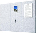 Felt Wall Tiles Bulletin Board Large Cork Board Alternative 6 Pack 11.81”x11.81”x0.47” Felt Pin Board Tack Board with Safe Removable Adhesive Tabs for Home Office School 36x24 (Silver Grey)