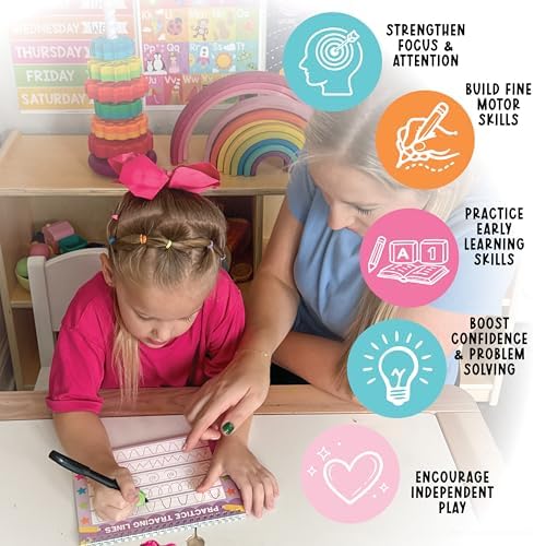 4 Grooved Writing Books for Kids 3-5 Large Reusable PreK Tracing Workbooks
