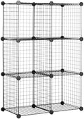 Amazon Basics 6 Cube Wire Grid Storage Organizer, Stackable Cubes, Cubby Bookcase, Display Shelf, 14" D x 14" W x 14" H, Black