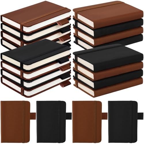 Ceenna 16 Packs Pocket Small Notebook Journals with Pen Holder Mini Notebook Bulk 192 Pages/96 Sheets Hardcover with Thick Lined Paper 3" x 4.4" A7 Small Notepad Business Color for Office Journey