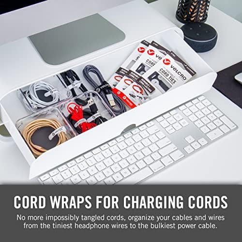 VELCRO Brand Portable Cord Organizer Ties | Organize Headphone Wires, Charging Cables, Power Cords in Backpacks Briefcases and Travel Bags | 3 Sizes and Colors, 36 pc Bulk Pack, 36pk Cord Ties