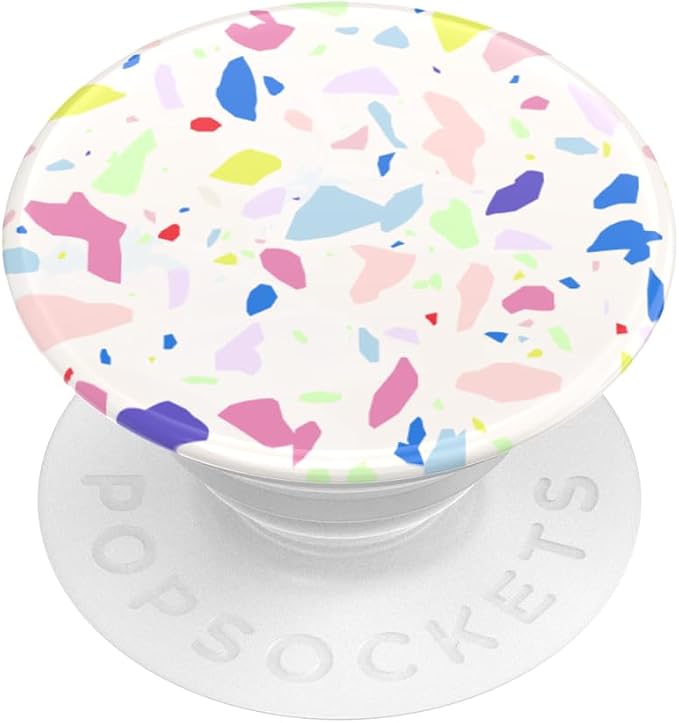 PopSockets Adhesive Phone Grip, Holder- Terrazo Party | Secure Comfortable Hold, Anti-Drop, Kickstand, Rainbow, Colorful, Phone, Women