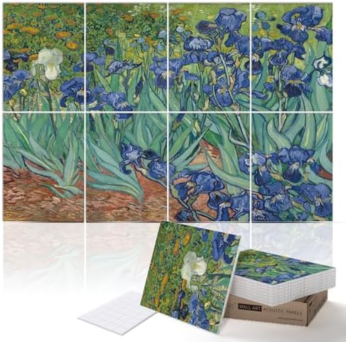 PINWELIFE® Masterpiece Acoustic Art Panels, 8-Pack 12"×16" Sound Absorbing Panels, Decorative Acoustic Wall Art, Noise and Echo Cancelling for Home Studio/Office, Nano Tape Included