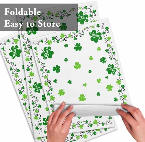 St. Patrick's Day Placemats Set of 4, Green Shamrock Irish Clover Heat Resistant Washable Dining Table Mats Seasonal Spring Holiday Farmhouse Decor for Kitchen&Table Linens Outdoor Indoor