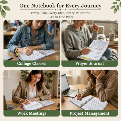 5 Subject Spiral Notebook with Pockets Dividers, 8.5''x11'' 300 Pages