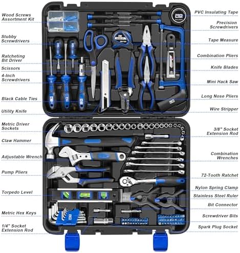 Prostormer 259-Piece Tool Kit, General Household Hand Tool Set, Blue