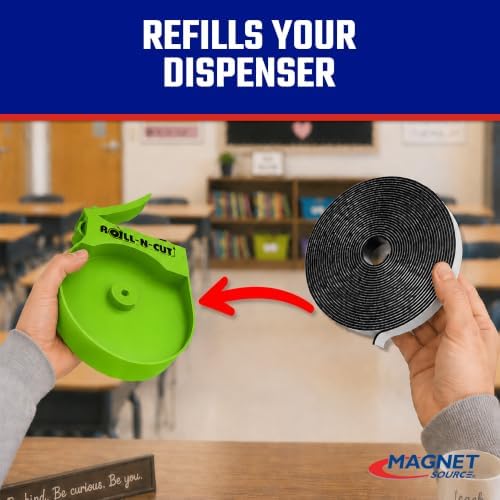 Master Magnetics Roll-N-Cut Flexible Magnetic Tape Refill - Magnet Strips with Strong Adhesive Backing for Walls, Boards, and More - 1/16" Thick - 1/2" W - 15 Ft - 1 Roll
