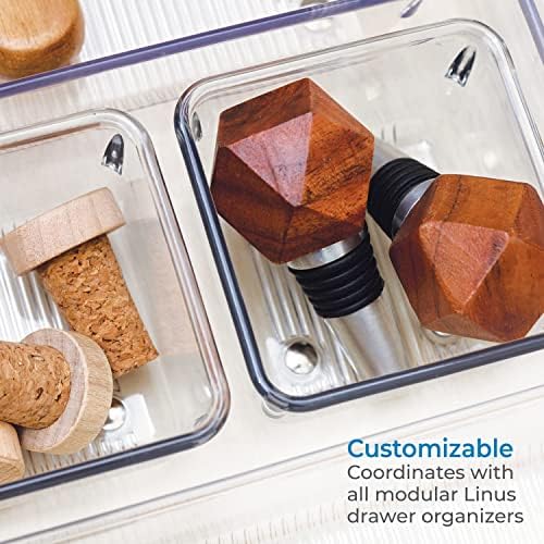iDesign Linus Plastic Drawer Organizer, 3" x 3" x 2", Set of 2, Clear