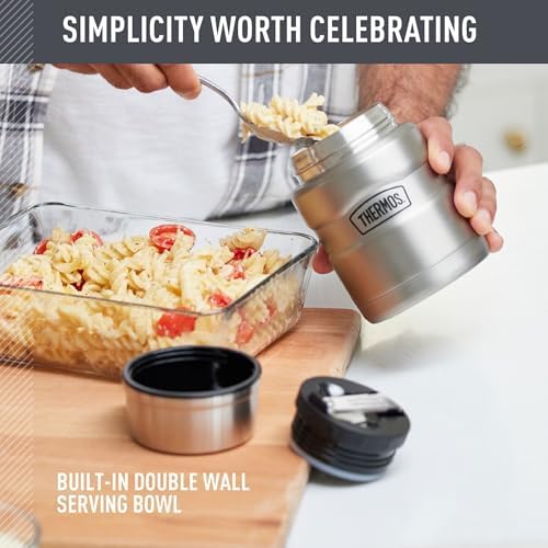 THERMOS Stainless King Food Jar with Bowl, 24oz, Matte Light Blue