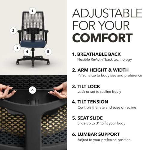 HON Ignition 2.0 ReActiv Ergonomic Office Chair, Lumbar Support, Ocean