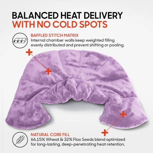Sharper Image Heated Neck & Shoulder Wrap - Microwavable Warm & Cooling Plush Pad, Scented Aromatherapy (100% Natural Lavender & Herb Spa Blend), Pain Tension Headache Relief Therapy, Gift for Women
