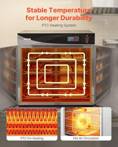 VEVOR Electric Hot Box Food Warmer, 4-Tier Commercial Warming Cabinet with Water Tray, Double-Door and Adjustable Shelves, Stainless Steel Food Warmer Cabinet, for Restaurant, Kitchen, Pizza, Chicken