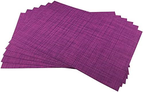 WAZAIGUR Placemats Crisscross Woven Vinyl Place Mats Set of 6 Purple