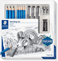 Staedtler Mars Lumograph Art Set | Drawing Kit with Art Pencils, Drawing Pens, Eraser and Double Hole Sharpener (61 100)
