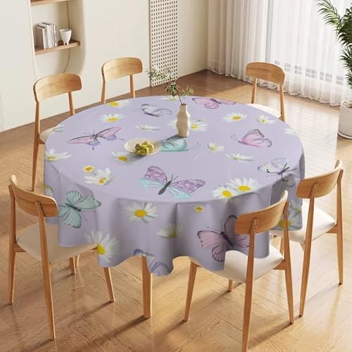 Butterfly Tablecloth, Watercolor Daisy Flowers Rustic Spring Summer Floral Butterfly Table Cover for Indoor Outdoor Patio Party Picnic Wedding Home Kitchen Dinner Table Decor, 36x36in
