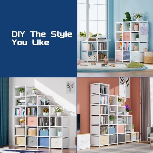 Mavivegue 20 Cube Book Shelf, Storage Organizer, Large DIY Bookcase, Metal Cube Bookshelf, Cubbies Closet Storage Organizer Shelves for Bedroom,Living Room,Home,Office