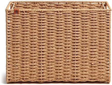 U Brands Woven Hanging File Basket, 1 Count, Desk Organizer, Natural Color