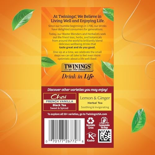 Twinings Ultra Spice Chai Black Tea Bags, 20 CT Box (6 Pack)