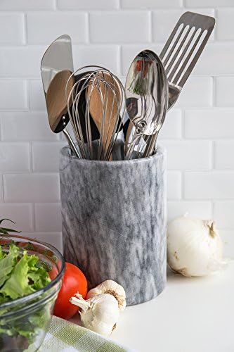 Fox Run Marble Utensil Holder, White Medium