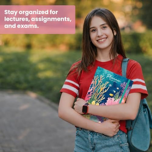 Academic Planner 2026-2027, Monthly and Weekly Calendar Planner, July 2026 - June 2027, Pretty Hardcover Teacher Student Planning Agenda Book with Tabs, Fit for School Office Supplies, 8.5" x 11", Coral Garden