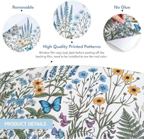 ADD.HERES Stained Glass Window Film, Window Film Decorative, 17.5 x 78.7 in