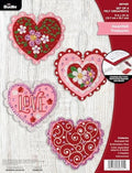 Bucilla Felt Applique 4 Piece Ornament Making Kit, Heartfelt Treasures, Perfect for DIY Arts and Crafts, 89745E