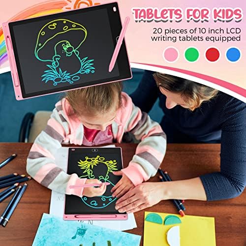 20 Pcs LCD Writing Tablet for Kids 10 Inch Electronic Doodle Board Colorful Screen Doodle Board Erasable Pad Drawing Pad for Kids Toddler 6 Years Old Educational Learning Toy (Black Screen)