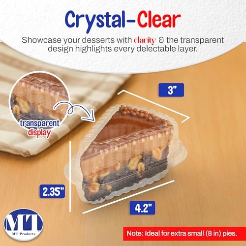 MT Products Hinged Extra Small Plastic Pie, Cheesecake, Cake Slice Container for Small Pies and Cakes (Pack of 20) - Made in The USA
