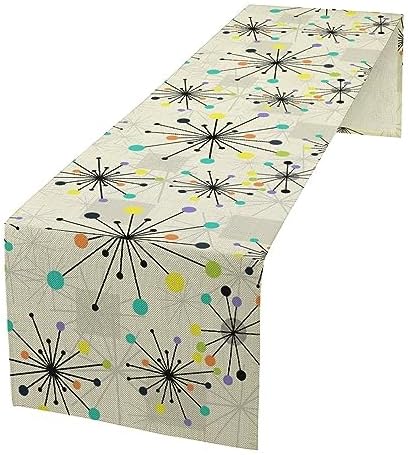 Mid Century Geometric Table Runner,Table Runners for Kitchen Dining Modern Tables Decor Decoration for Kitchen Family Dinner Table Holiday Party Farmhouse 13 x 120 Inch