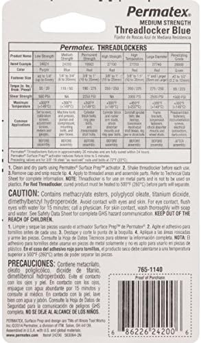 Permatex 24200-12PK Medium Strength Threadlocker Blue, 6 ml (Pack of 12)