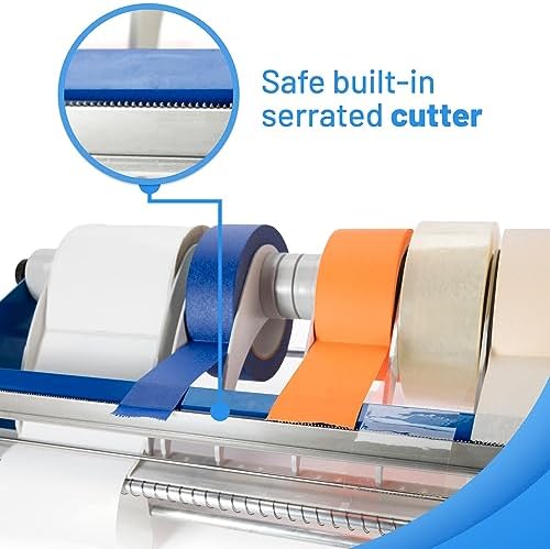 IDL Packaging 18" Manual Label and Tape Dispenser, 2" and Up Core Size, Adjustable Roll Width - Tabletop & Wall-Mounted Multi Roll Holder - Industrial Grade Steel Construction