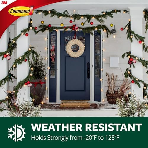 Command Outdoor Terrace Hooks, 2 Hooks and 4 Strips, Damage-Free Hanging Wall Hook for Hanging Back to School Decorations with Weather Resistant Strips, Holds up to 3 lb